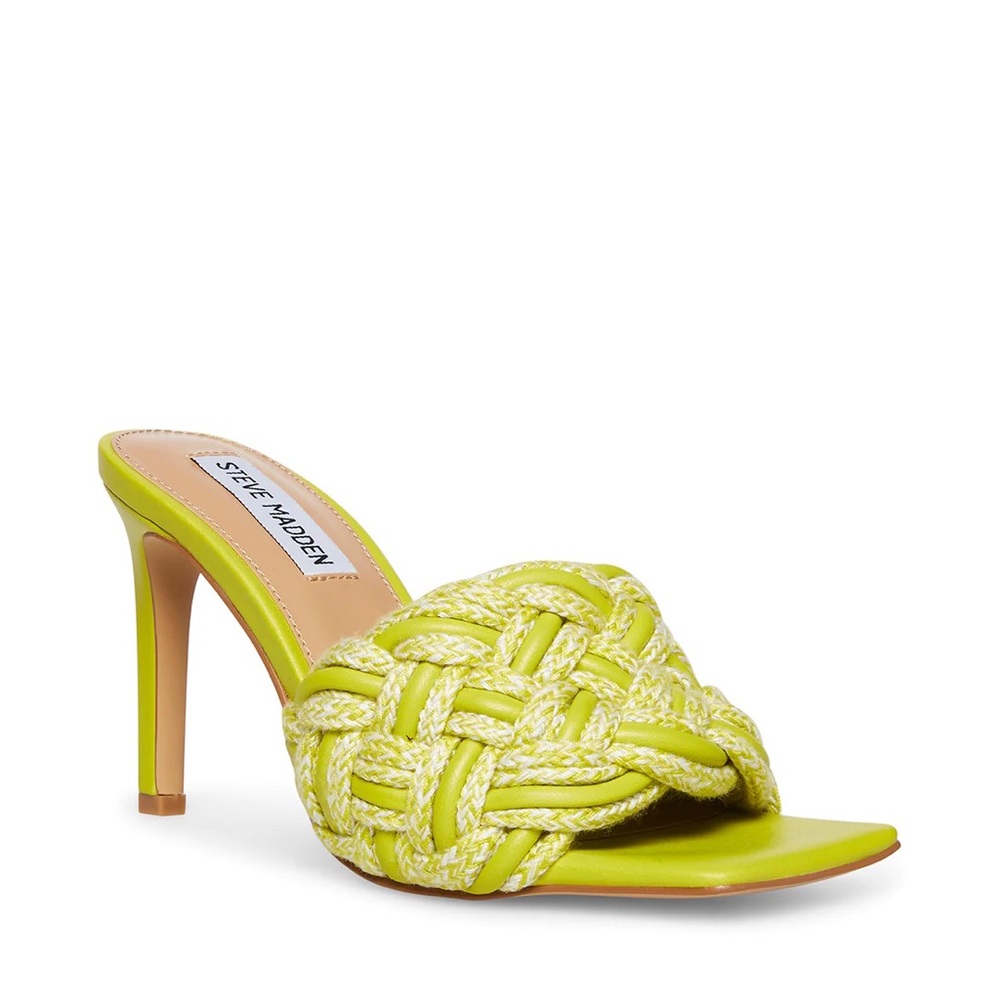 Steve Madden Lime Seraphine Square Toe Sandal Heels